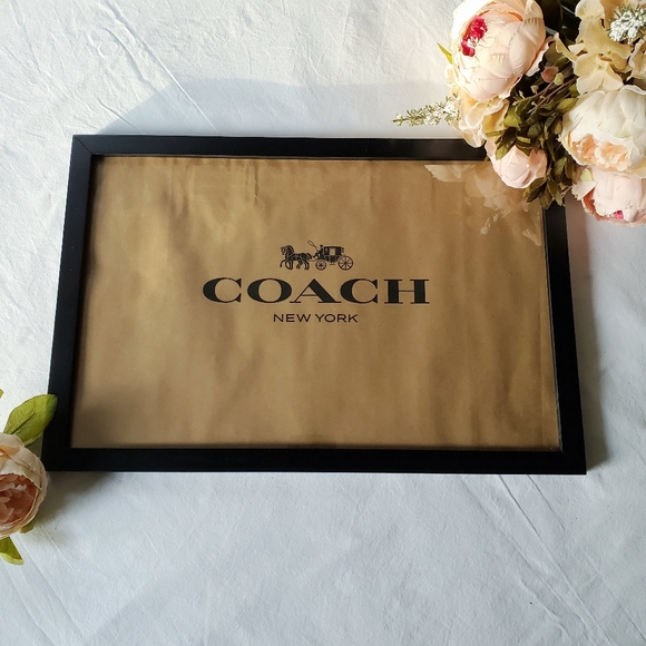 COACH Custom Framed Shopping Bag Wall Decor, Wooden Back 18" x 12" - Picture 6 of 7
